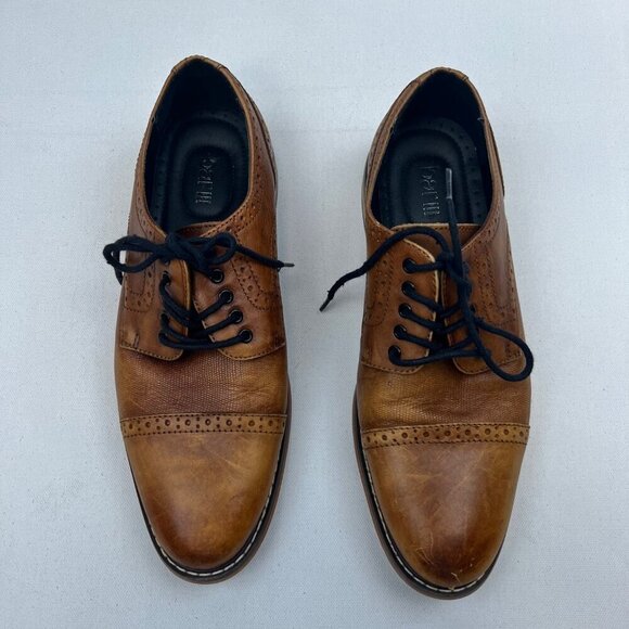 Bar III Men’s Parker Leather Cap Toe Dress Shoes Lace Up Light Brown Size 7.5M - Picture 3 of 9